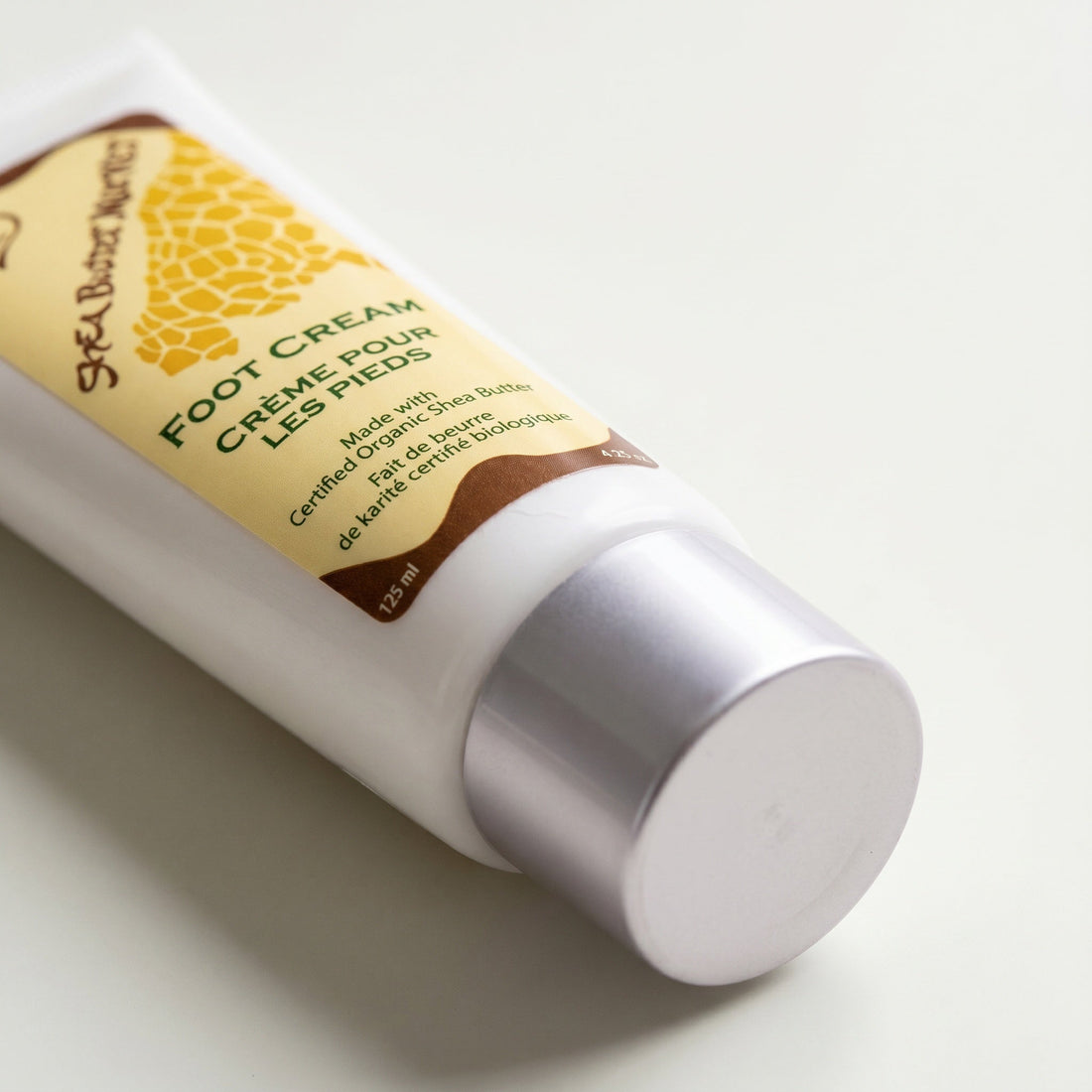 Shea butter foot cream tube ready for nightly heel care